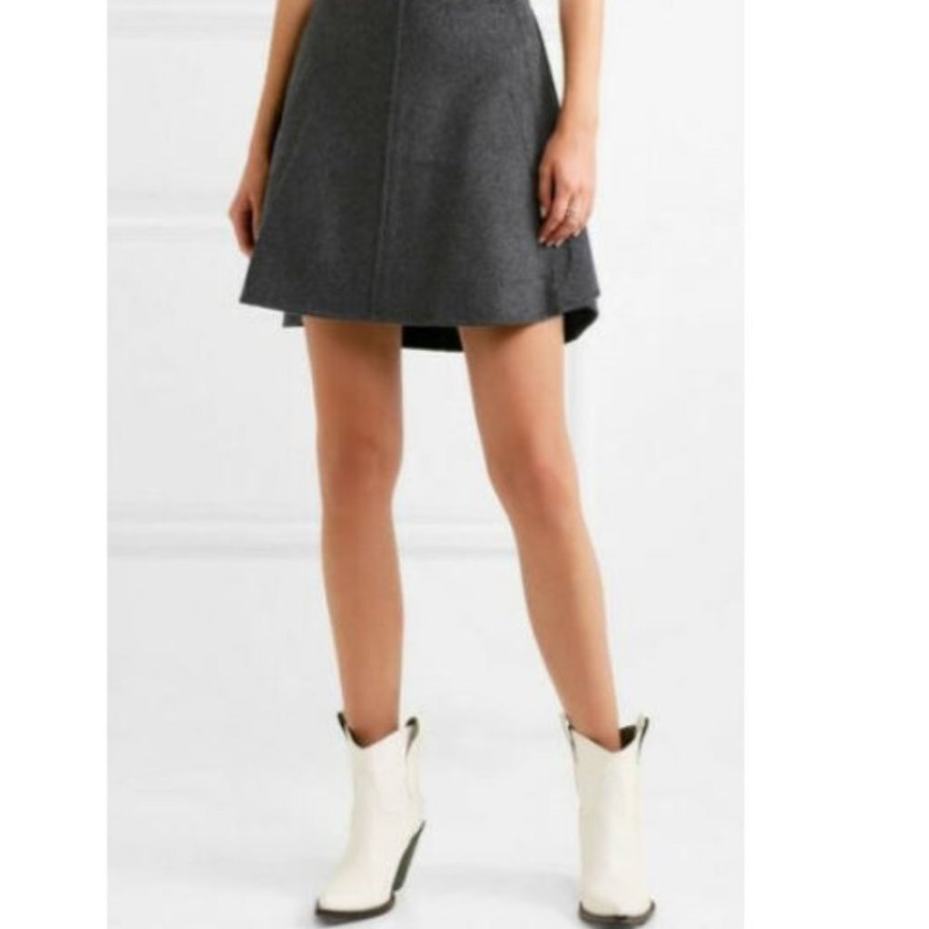 Carven Wool & Cashmere Blend Mini Skirt Grey Size 38 Net-A-Porter